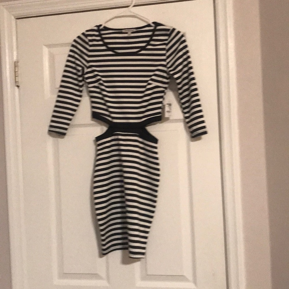 Brand new 3/4 sleeve black and white striped dress